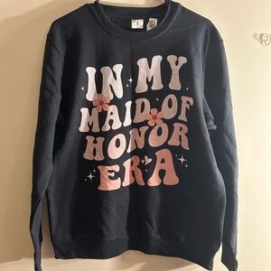 Port Authority Black Sweatshirt with Pink and White Print